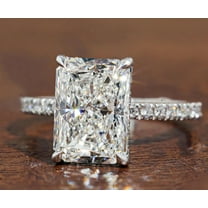 Jewelerix Sparkling Radiant Cut Moissanite Engagement Ring for Women, 2.15 CT VVS1, 14K White Gold Plated, Pavé Band, Best Wedding Ring