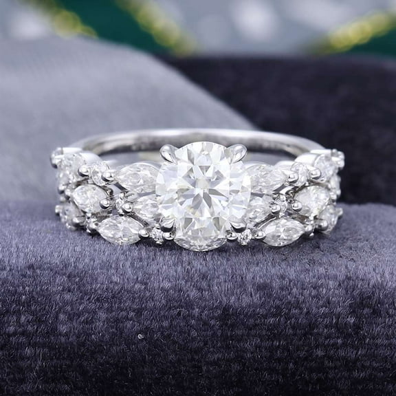 Jewelerix Sterling Comfort Fit Round Cut Ring 925 Moissanite Diamond Engagement Ring Forever one Her Birthday Gift Ring