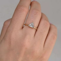 Jewelerix Trillion Cut Ring Plated Yellow Gold Unique Moissanite Diamond Engagement Ring 1 CT Comfort Fit Promise Rings for Her