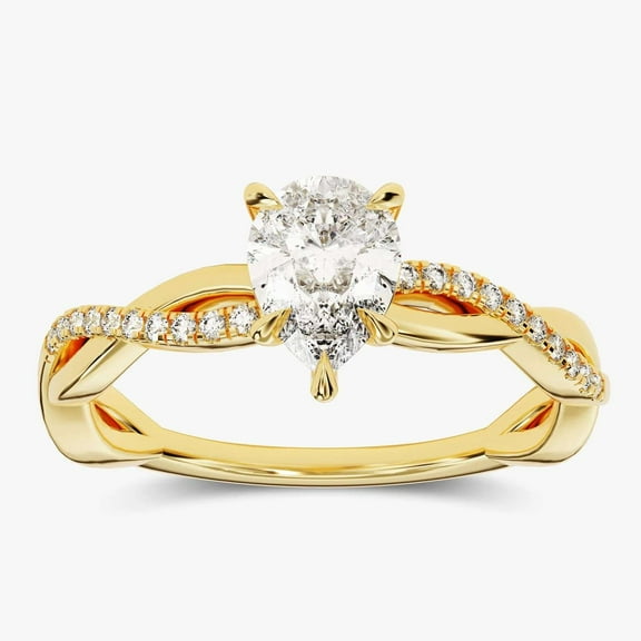 Jewelerix Twisted Pear Cut Moissanite Diamond Engagement Ring 1.5 CT Side Pear Diamond Wedding Ring For Women