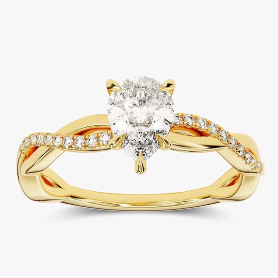Jewelerix Twisted Pear Cut Moissanite Diamond Engagement Ring 1.5 CT Side Pear Diamond Wedding Ring For Women