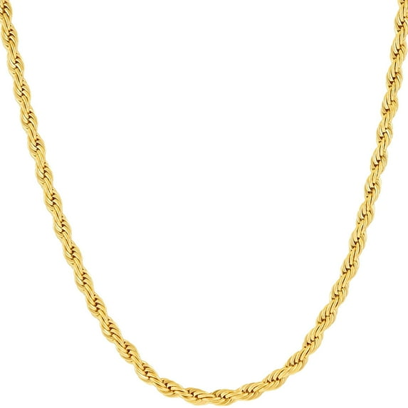 Jewelers 3MM Diamond-cut Rope Chain Necklace in 14K Solid Gold BOXED