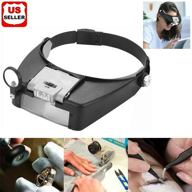 MAGNIPROS LED Illuminated Headband Magnifier Visor, Hands Free Magnifier  Loupe