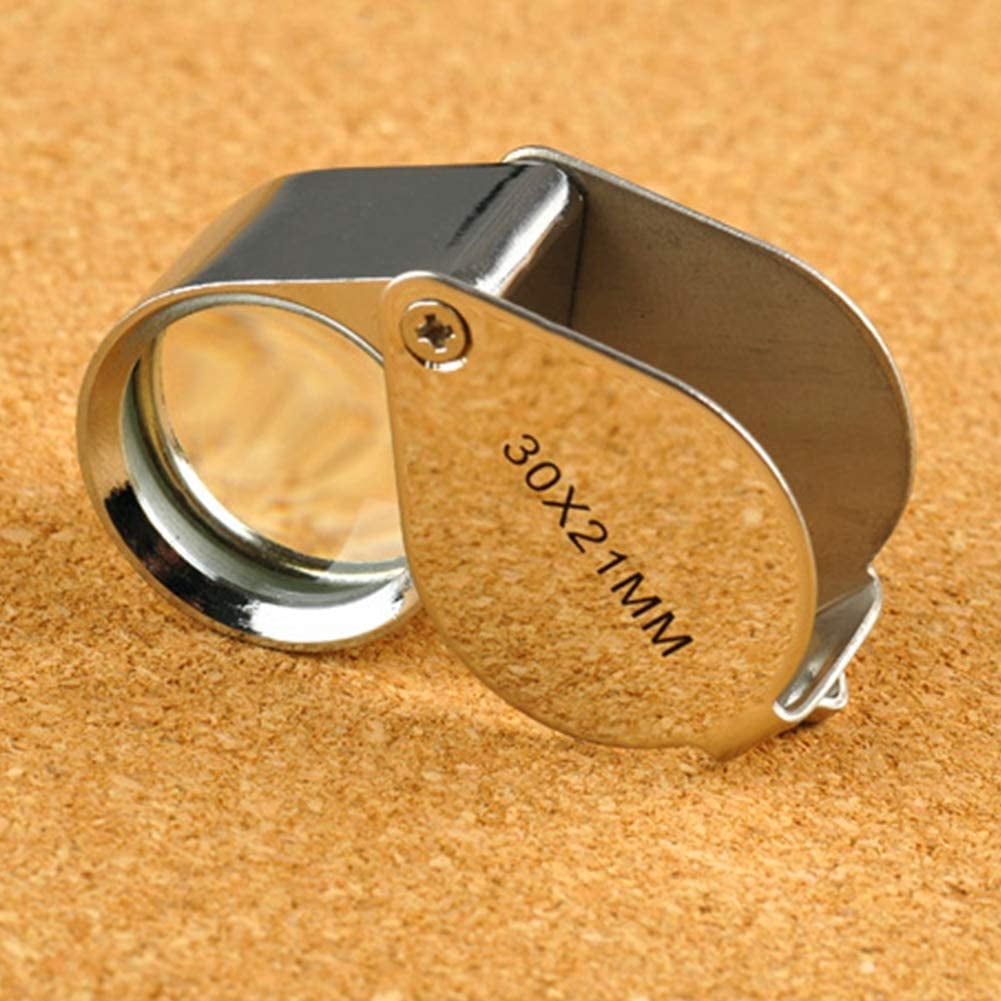 Jewelers Loupe Magnifier Pocket Foldable 30x 21mm Jewelry Eye Magnifying  Glass Magnifier for Jewelers Gems Diamonds Plants Coins Stamps Antiques and