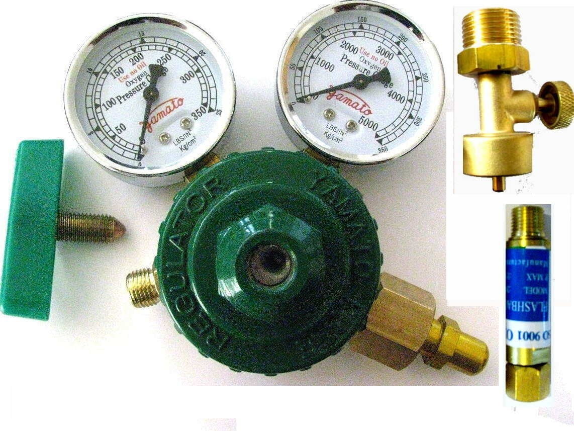 Gentec Disposable Oxygen Regulator (SOL-208.01) - For Small Torches, Soldering, Compact Rear Mount Design