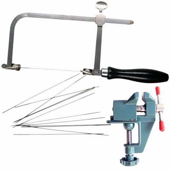 Jewelers Saw Frame & 12 Swiss Blades & Mini Bench Vise with Clamp Jewelry Tools