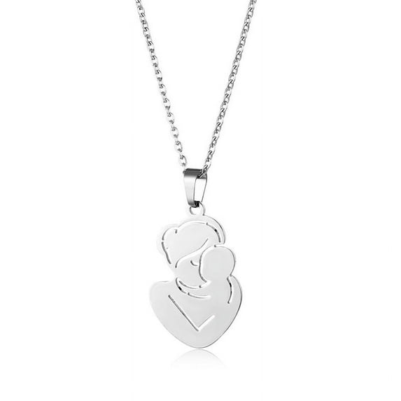 Jewelers Stainless Steel Mama Mother's Day Flower Heart Shaped Pendant Necklace Mom Gift