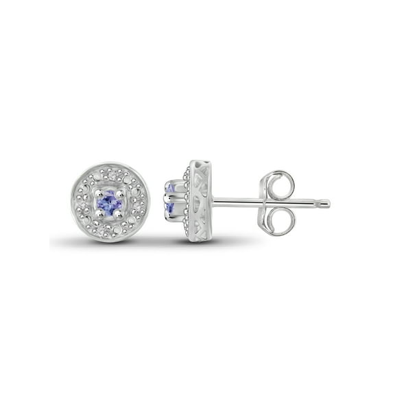 JewelersClub 0.15 CTW Tanzanite Stud Earrings – Sterling Silver (.925)| Hypoallergenic Studs for Women - Round Cut Set with Push Backs