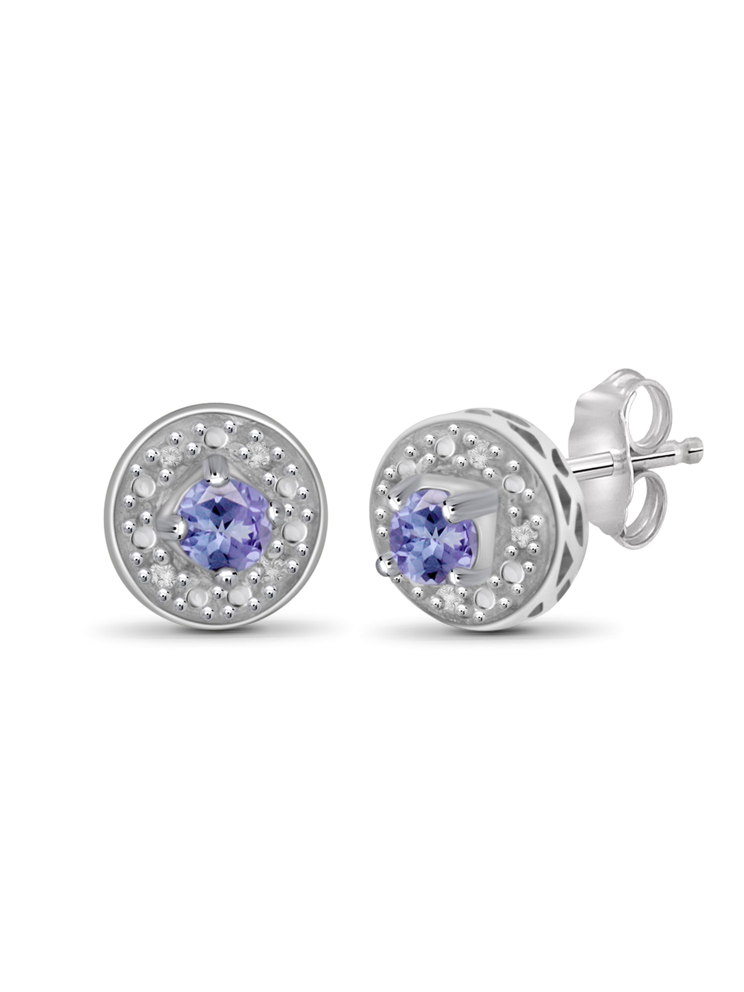 JewelersClub 0.20 CTW Tanzanite Stud Earrings – Sterling Silver (.925)| Hypoallergenic Studs for Women - Round Cut Set with Push Backs