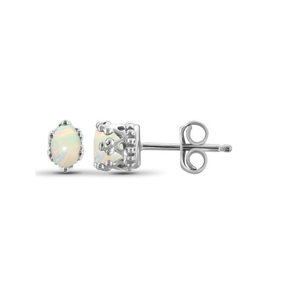 JewelersClub 0.25 CTW Opal Stud Earrings – Sterling Silver (.925)| Hypoallergenic Studs for Women - Oval Cut Set with Push Backs