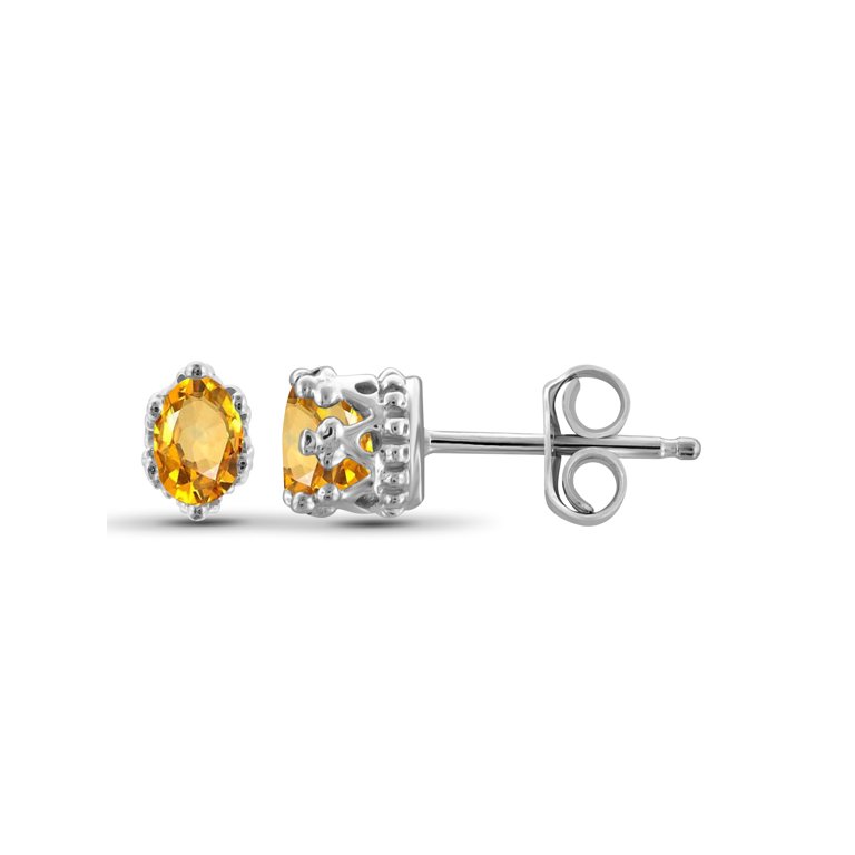 Oval Yellow Citrine Stud Earrings Sterling Silver Oval Yellow Citrine Stud Earrings Sterling Silver