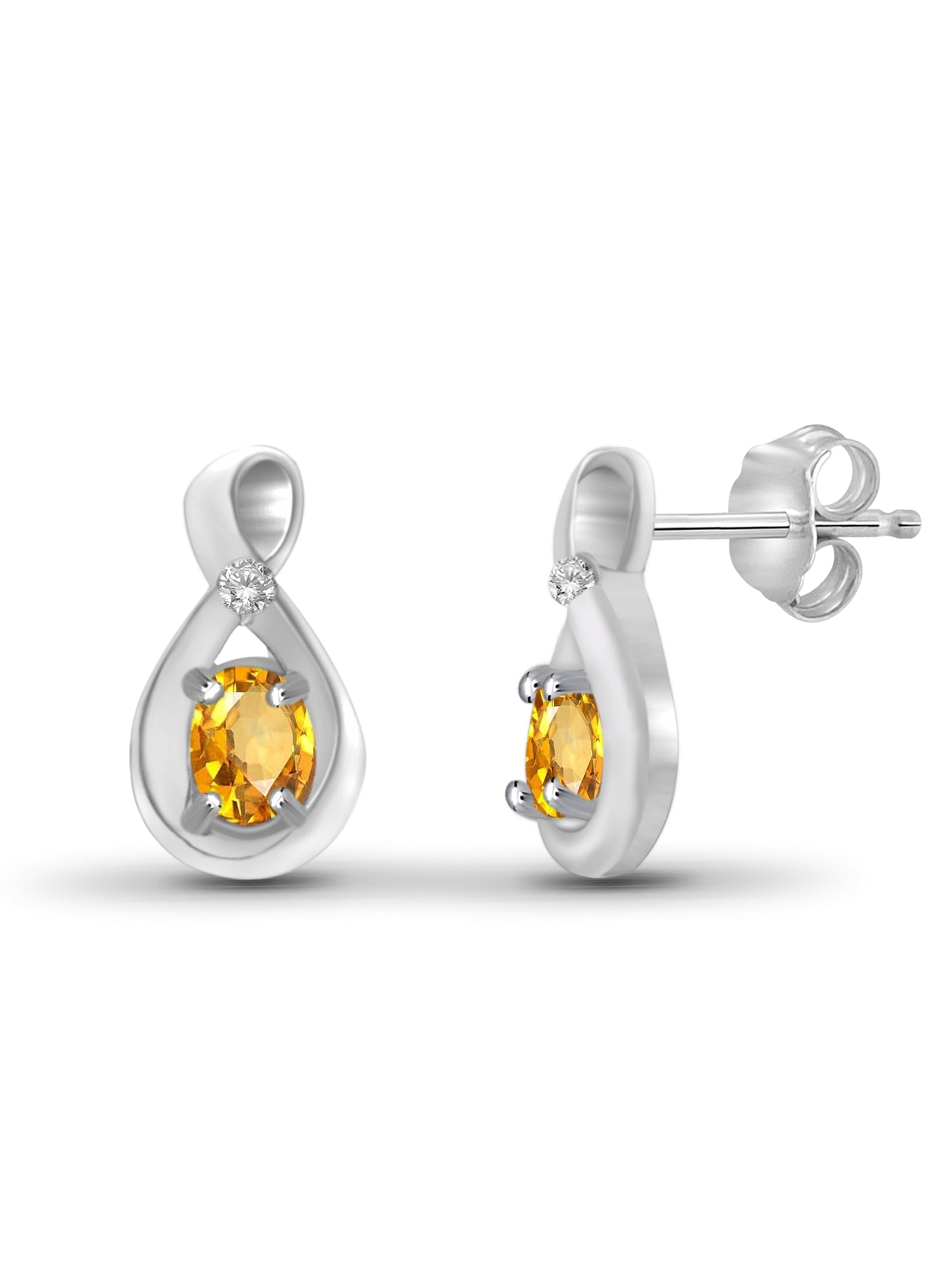 JewelersClub 0.45 CTW Citrine Stud Earrings – Sterling Silver (.925)| Hypoallergenic Studs for Women - Oval Cut Set with Push Backs