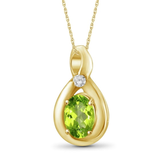 JewelersClub 0.48 Carat T.G.W. Peridot Gemstone and White Diamond Accent Pendant