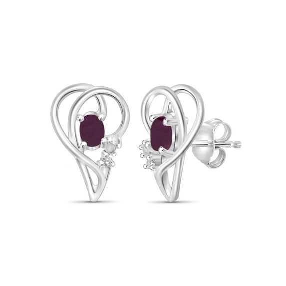 JewelersClub 0.50 CTW Ruby Stud Earrings – Sterling Silver (.925)| Hypoallergenic Studs for Women - Oval Cut Set with Push Backs
