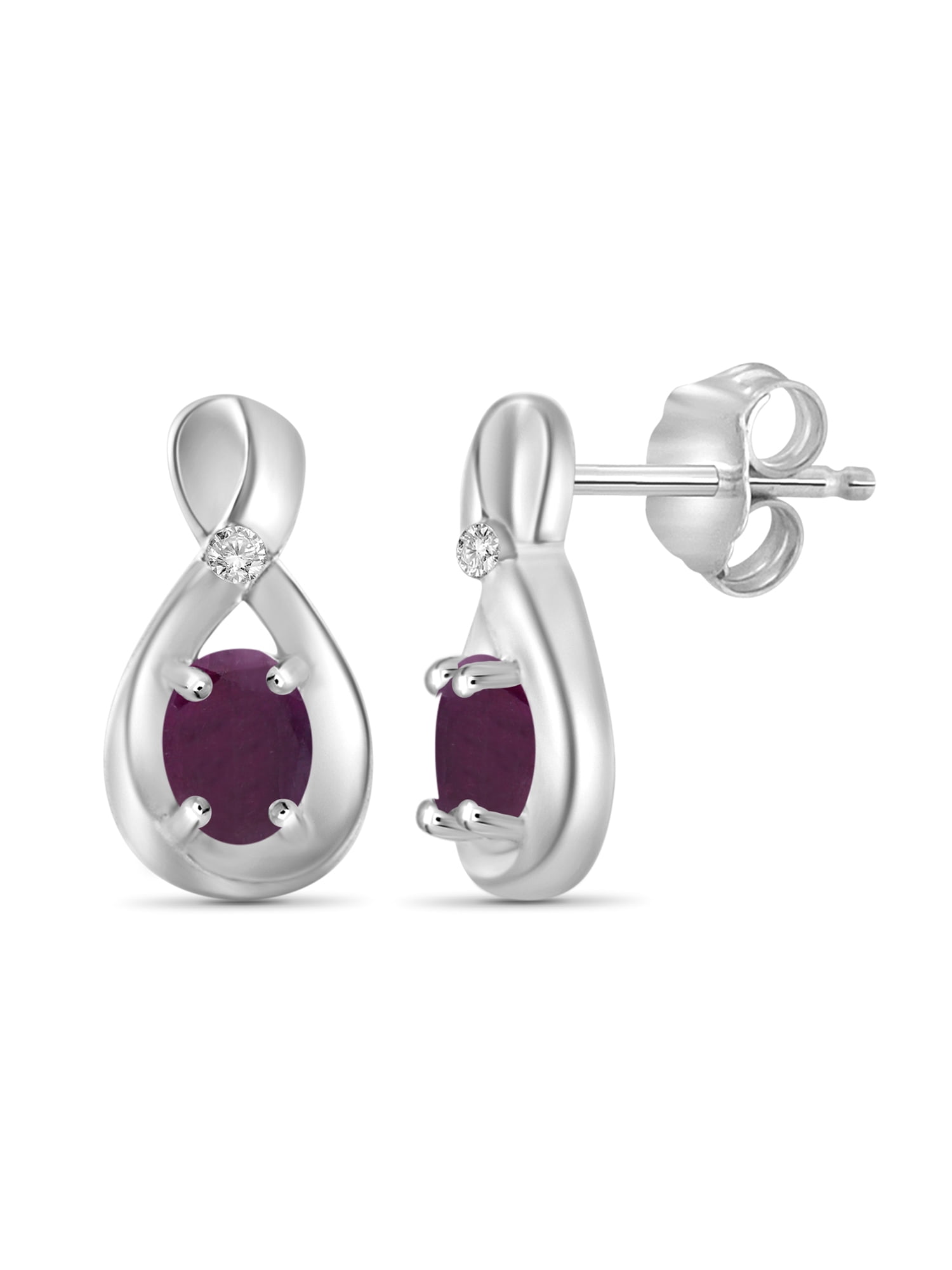 JewelersClub 0.50 CTW Ruby Stud Earrings – Sterling Silver (.925)| Hypoallergenic Studs for Women - Oval Cut Set with Push Backs