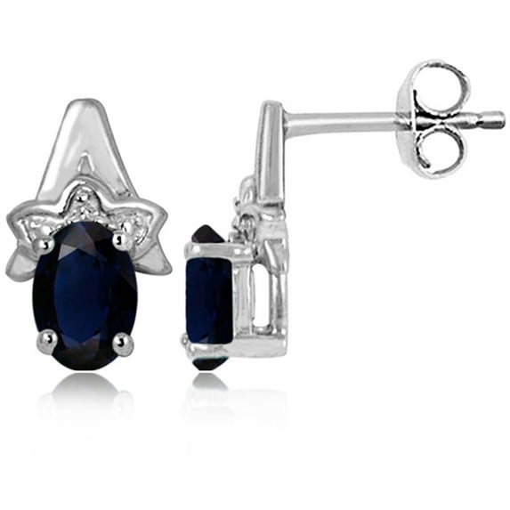 JewelersClub 0.50 CTW Sapphire Stud Earrings – Sterling Silver (.925)| Hypoallergenic Studs for Women - Oval Cut Set with Push Backs