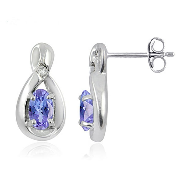 JewelersClub 0.50 CTW Tanzanite Stud Earrings – Sterling Silver (.925)| Hypoallergenic Studs for Women - Oval Cut Set with Push Backs