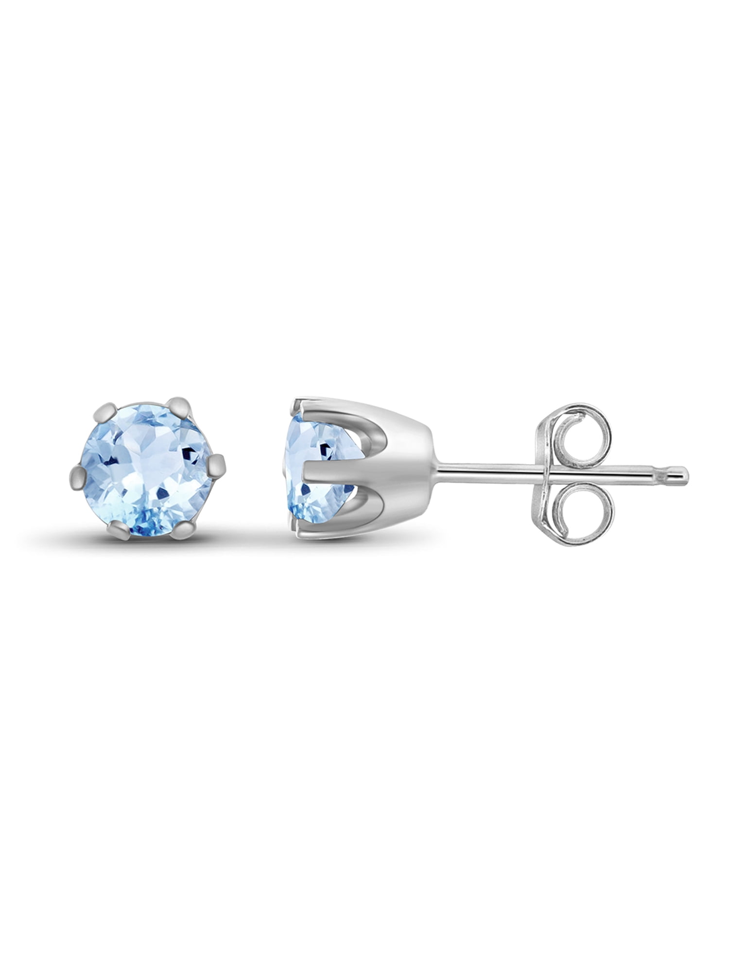 JewelersClub 0.60 CTW Sky Blue Topaz Stud Earrings – Sterling Silver (.925)| Hypoallergenic Studs for Women - Round Cut Set with Push Backs