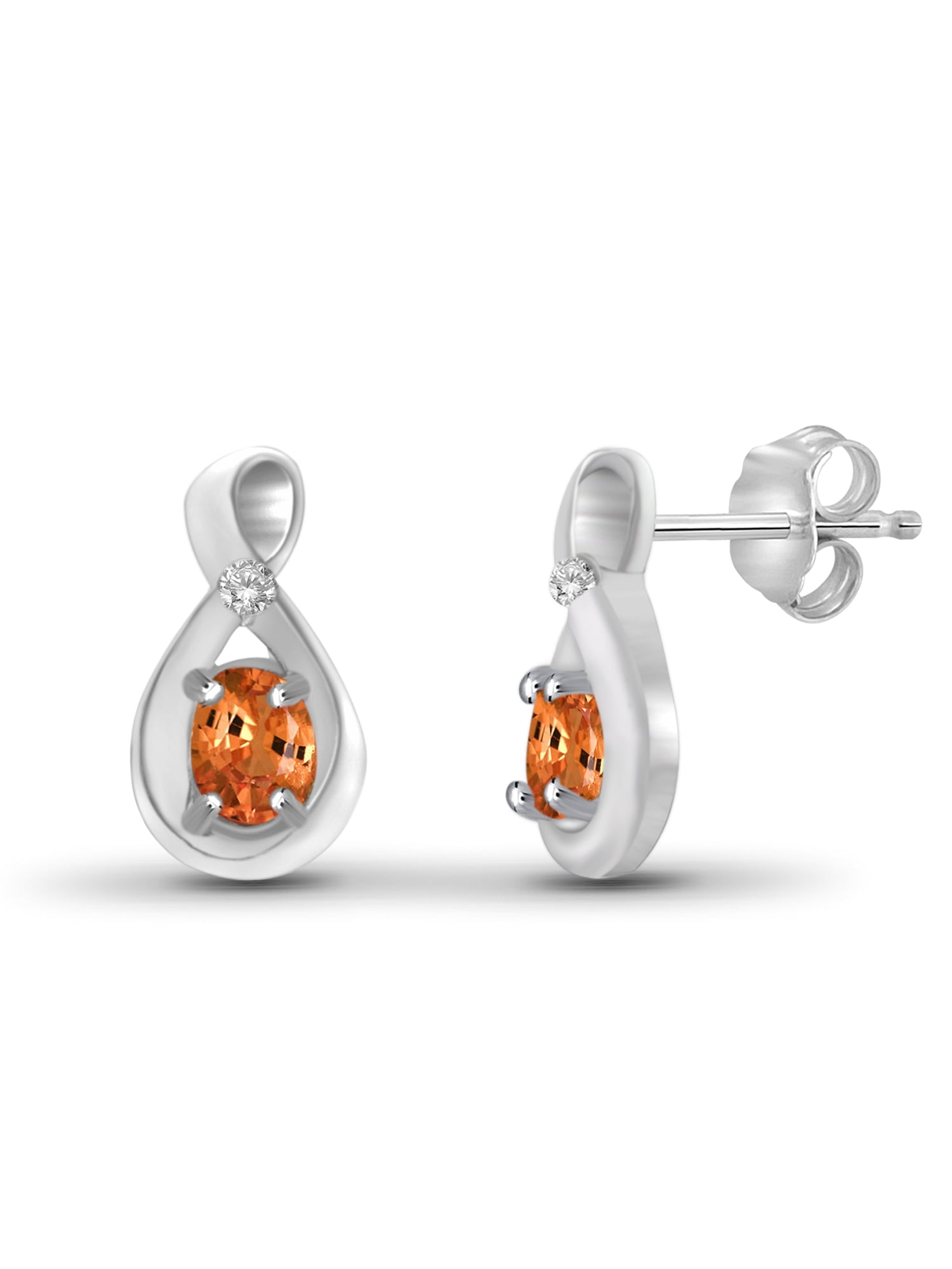 JewelersClub 0.68 CTW Madarine Garnet Stud Earrings – Sterling Silver (.925)| Hypoallergenic Studs for Women - Oval Cut Set with Push Backs