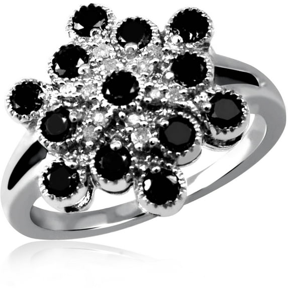 JewelersClub 0.925 Sterling Silver 1.00 Carat Black & White diamond Ring for Women | Diamonds for Everyday Womens Wear