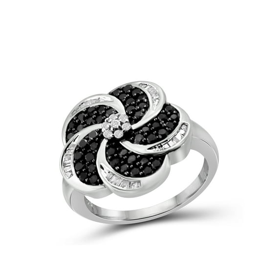 JewelersClub 0.925 Sterling Silver 1.00 Carat Black & White diamond Ring for Women | Diamonds for Everyday Womens Wear