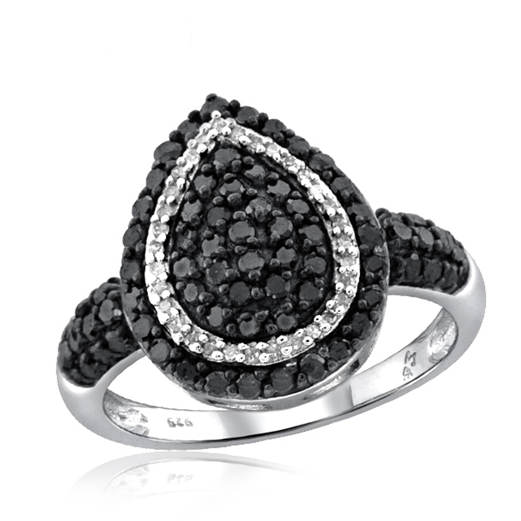 JewelersClub 0.925 Sterling Silver 1.00 Carat Black & White diamond Ring for Women | Diamonds for Everyday Womens Wear