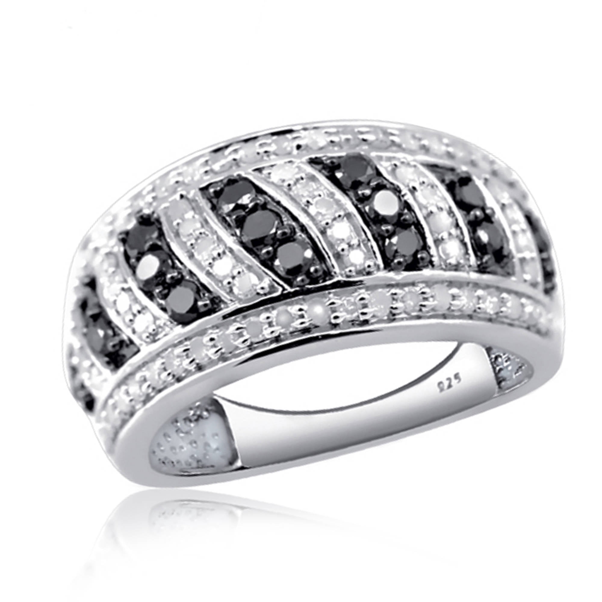 JewelersClub 0.925 Sterling Silver 1.00 Carat Black & White diamond Ring for Women | Diamonds for Everyday Womens Wear