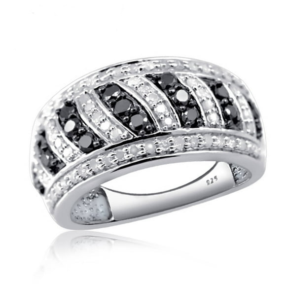 JewelersClub 0.925 Sterling Silver 1.00 Carat Black & White diamond Ring for Women | Diamonds for Everyday Womens Wear