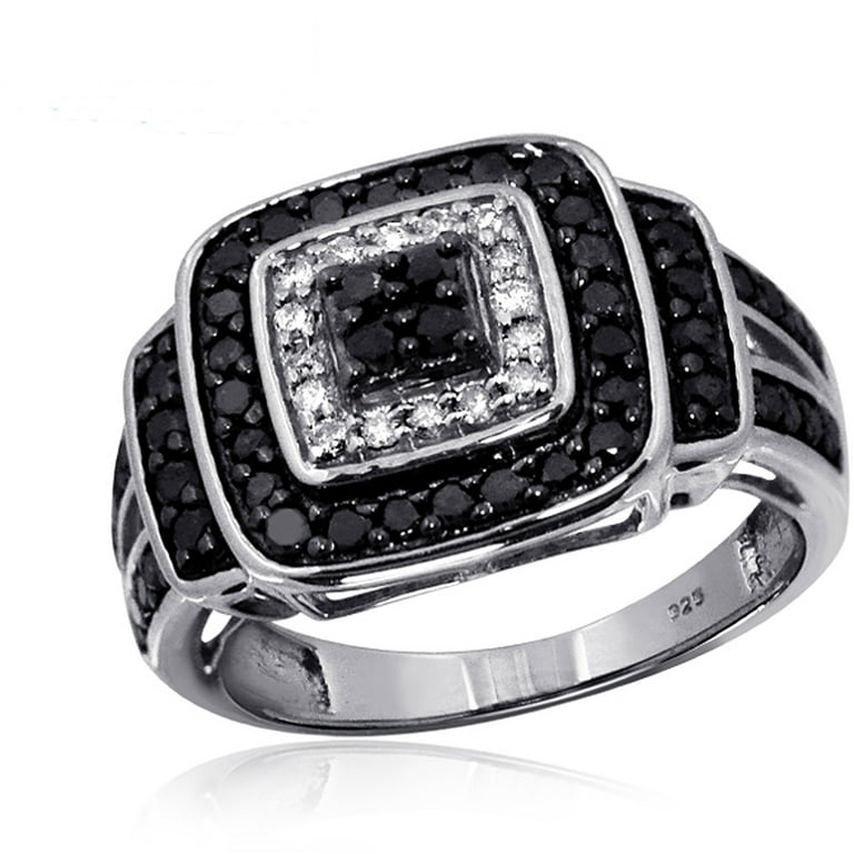 Women's 925 sterling Silver with and enhanced black 2024 diamonds