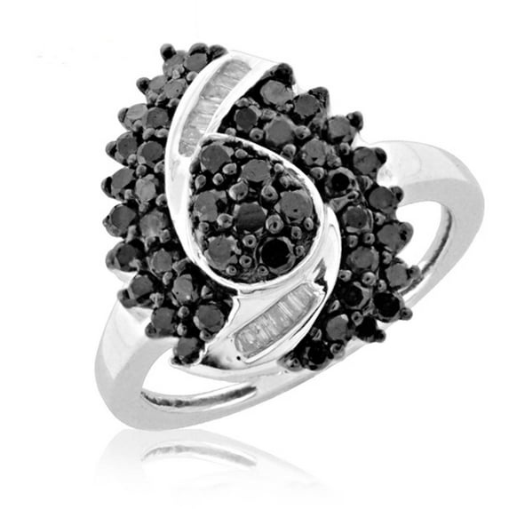 JewelersClub 0.925 Sterling Silver 1.00 Carat Black & White diamond Ring for Women | Diamonds for Everyday Womens Wear
