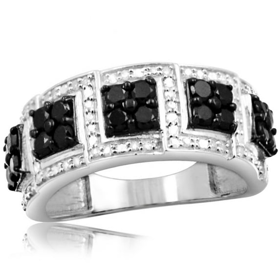 JewelersClub 0.925 Sterling Silver 1.00 Carat Black & White diamond Ring for Women | Diamonds for Everyday Womens Wear