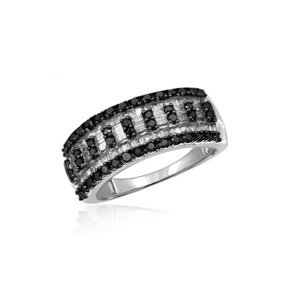 JewelersClub 0.925 Sterling Silver 1.00 Carat Black & White diamond Ring for Women | Diamonds for Everyday Womens Wear