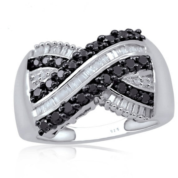 JewelersClub 0.925 Sterling Silver 1.00 Carat Black & White diamond Ring for Women | Diamonds for Everyday Womens Wear