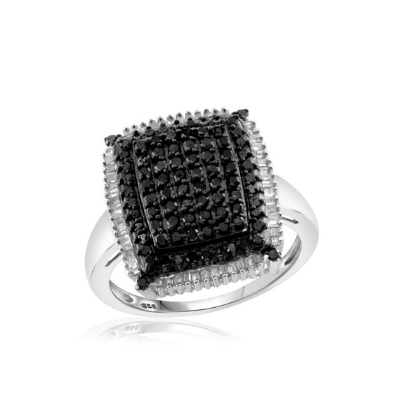 JewelersClub 0.925 Sterling Silver 1.00 Carat Black & White diamond Ring for Women | Diamonds for Everyday Womens Wear