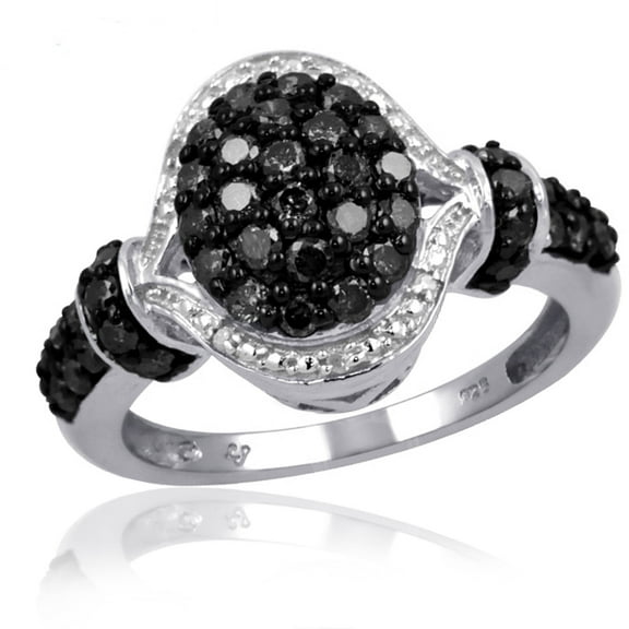 JewelersClub 0.925 Sterling Silver 1.00 Carat Black & White diamond Ring for Women | Diamonds for Everyday Womens Wear