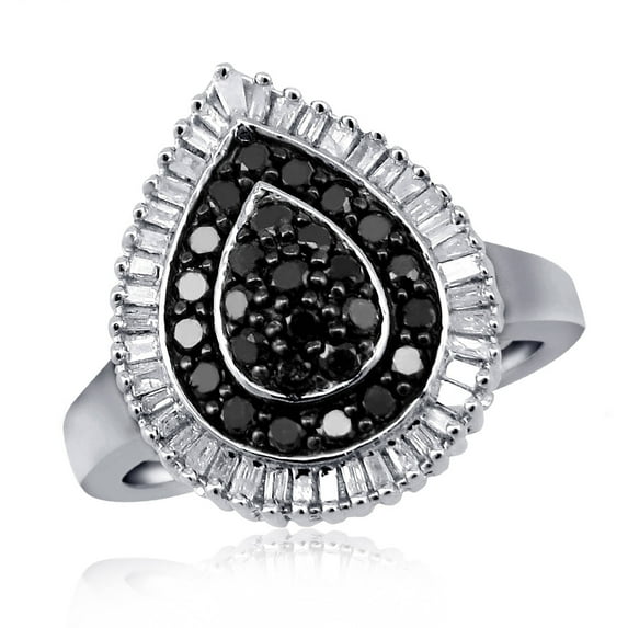 JewelersClub 0.925 Sterling Silver 1.00 Carat Black & White diamond Ring for Women | Diamonds for Everyday Womens Wear