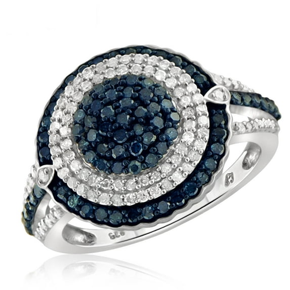 JewelersClub 0.925 Sterling Silver 1.00 Carat Blue & White diamond Ring for Women | Diamonds for Everyday Womens Wear