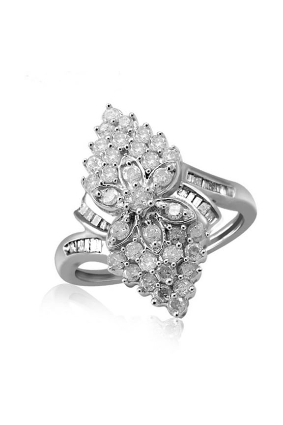 0.925 Sterling Silver 1.00 Carat White diamond Ring for Women | Diamonds for Everyday Womens Wear