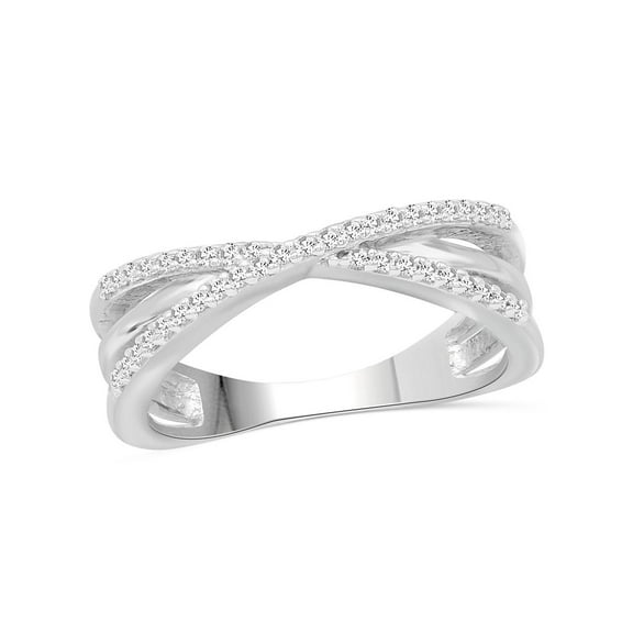 JewelersClub 0.925 Sterling Silver Criss Cross Ring – 1/4 Carat White Diamond Ring with 0.925 Sterling Silver X Ring – Real Diamond Criss Cross Ring with Hypoallergenic 0.925 Sterling Silver Ring