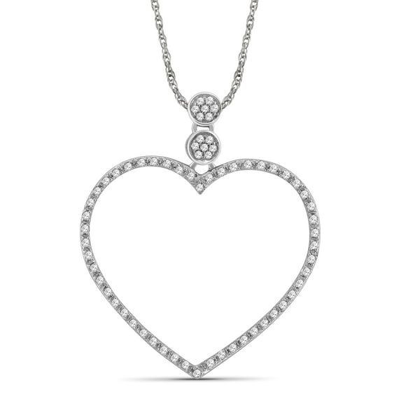 JewelersClub 0.925 Sterling Silver Heart Necklace with 0.25 Carat White Diamonds | Jewelry Pendant Necklaces for Women White Diamonds & 18 inch Rope Chain with Spring Clasp