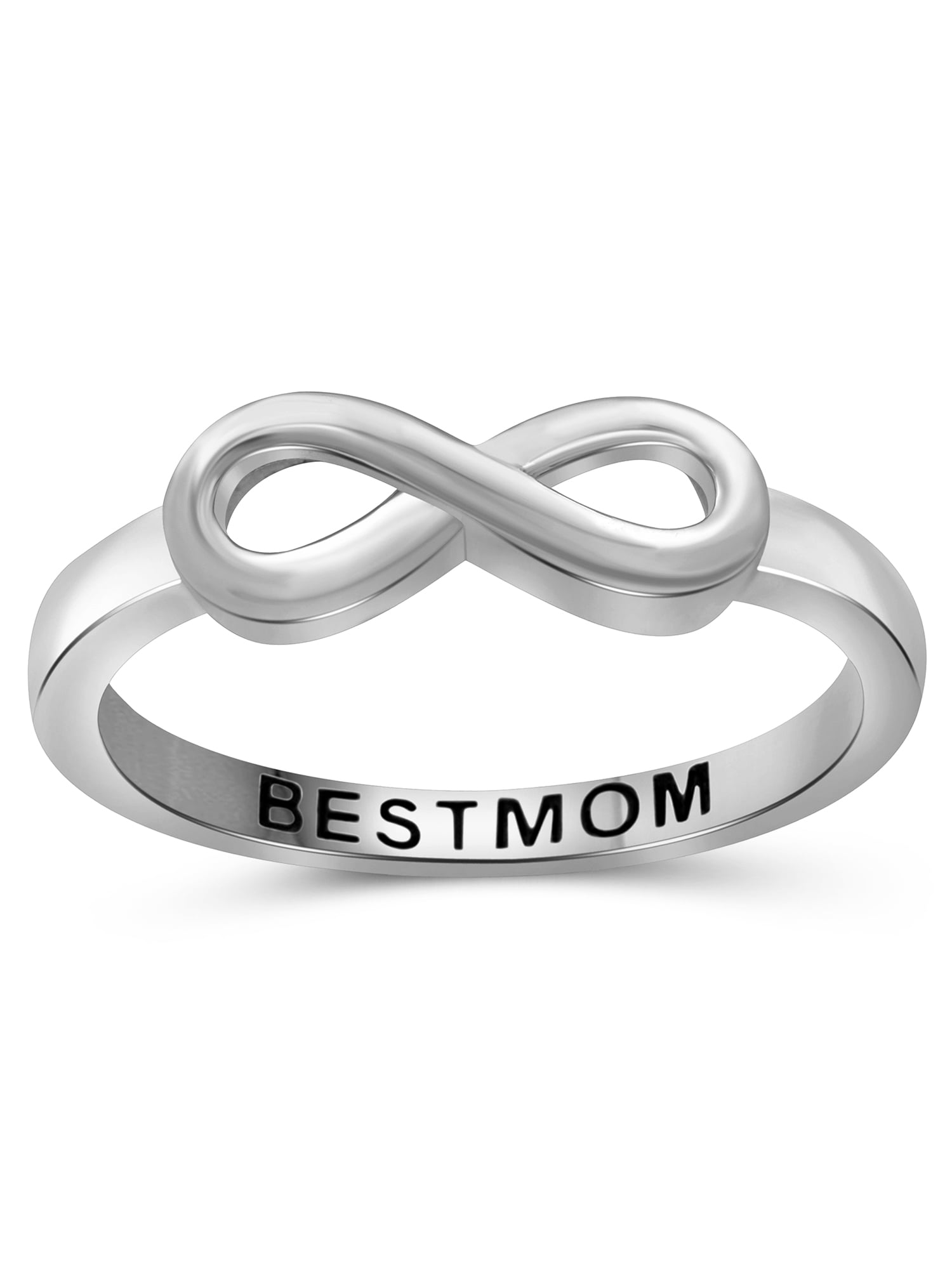 Best Mom Infinity Loop Message Ring in Sterling Silver Women s Size 6