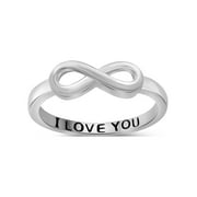 JewelersClub 0.925 Sterling Silver Infinity Friendship Ring for Women | Personalized I Love You Eternity Knot Symbol Band