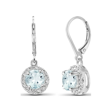 JewelersClub 1.00 CTW Aquamarine Drop Earrings – Sterling Silver (.925)| Hypoallergenic Drops for Women - Round Cut Set with Lever Backs