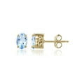 thumbnail image 1 of JewelersClub 1.00 CTW Sky Blue Topaz Stud Earrings – 14K Gold Plated Silver (.925)| Hypoallergenic Studs for Women - Oval Cut Set with Push Backs, 1 of 3