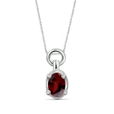 JewelersClub 1.00 Carat T.G.W. Garnet And White Diamond Accent Sterling Silver Pendant, 18"