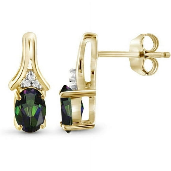 JewelersClub 1.00 Carat T.G.W. Mystic Topaz And White Diamond Accent 14K Gold Over Silver Earrings