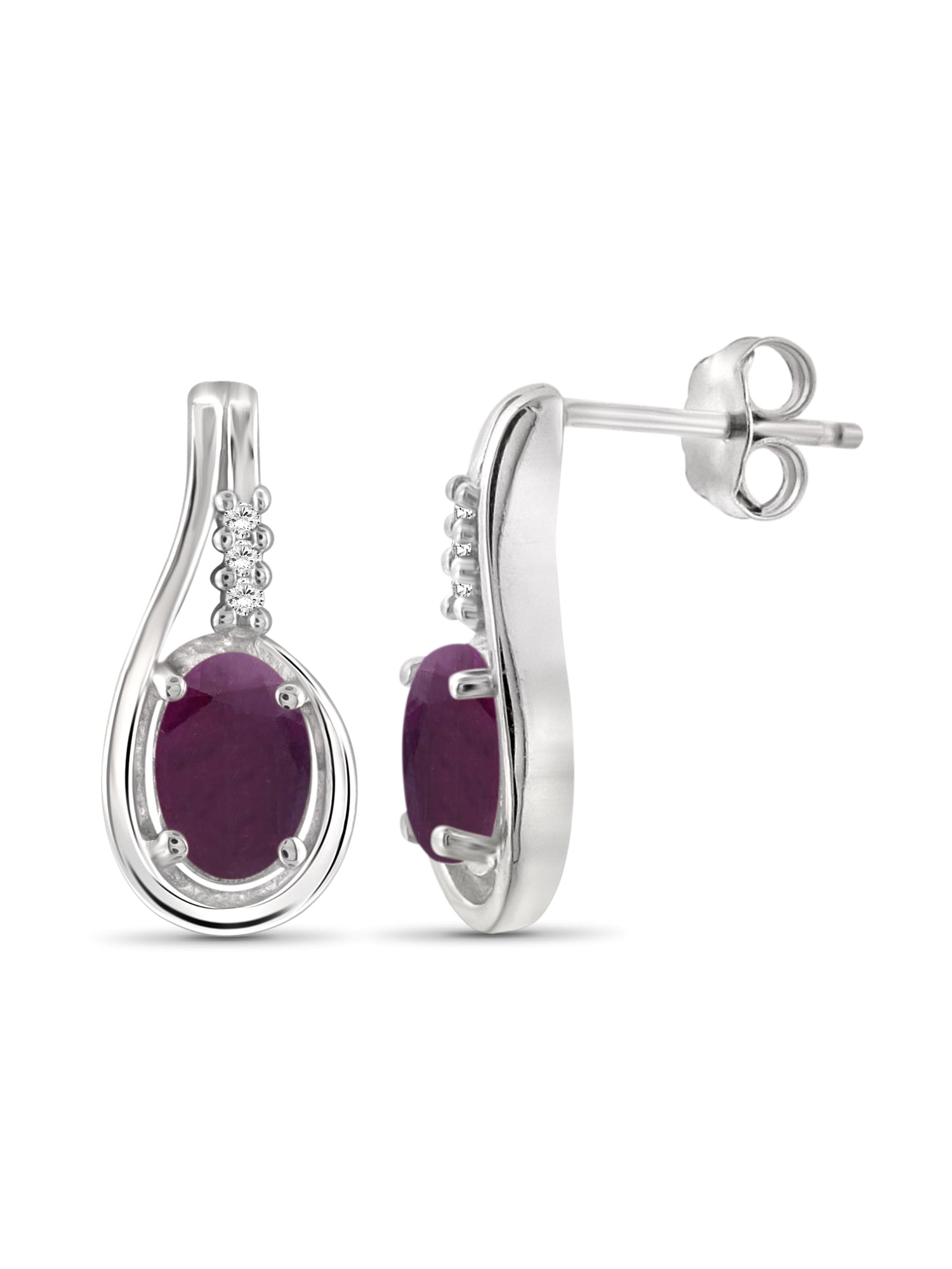 ピアス TOUT Y EST EARRINGS ANNEAU RM5B0181 JewelersClub 1.00 Carat T.G.W. Ruby And White Diamond Accent