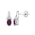 thumbnail image 1 of JewelersClub 1.00 Carat T.G.W. Ruby And White Diamond Accent Sterling Silver Earrings, 1 of 3