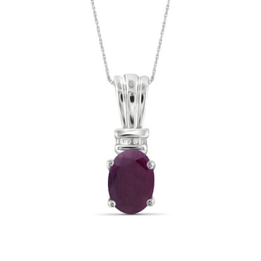 JewelersClub 1.00 Carat T.G.W. Ruby And White Diamond Accent Sterling Silver Pendant, 18"