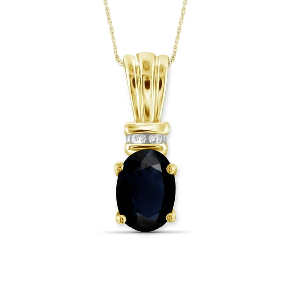 JewelersClub 1.00 Carat T.G.W. Sapphire And White Diamond Accent 14K Gold Over Silver Pendant, 18"